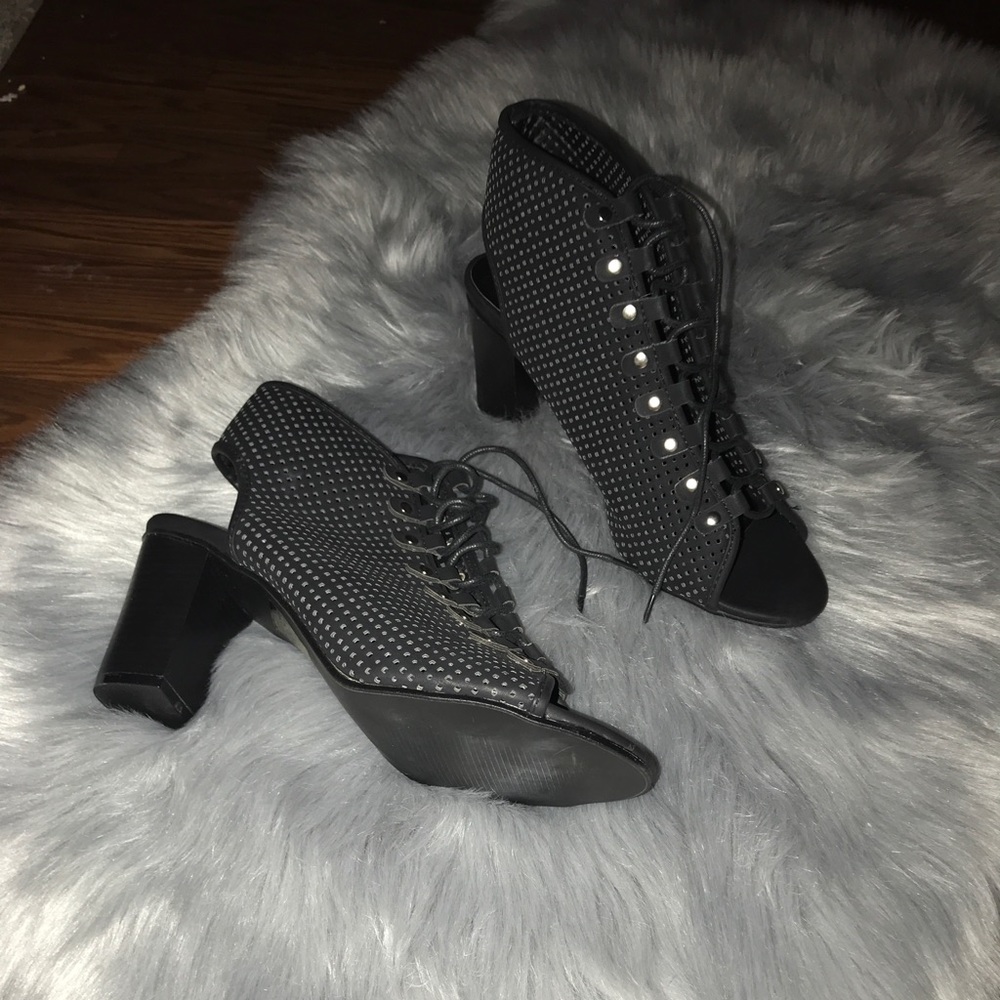Black Lace Up Booties SZ 10 - Picture 3 of 4